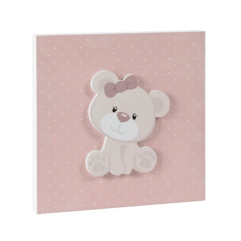 Quadro Infantil Tema Ursinho Rosa - Casatema