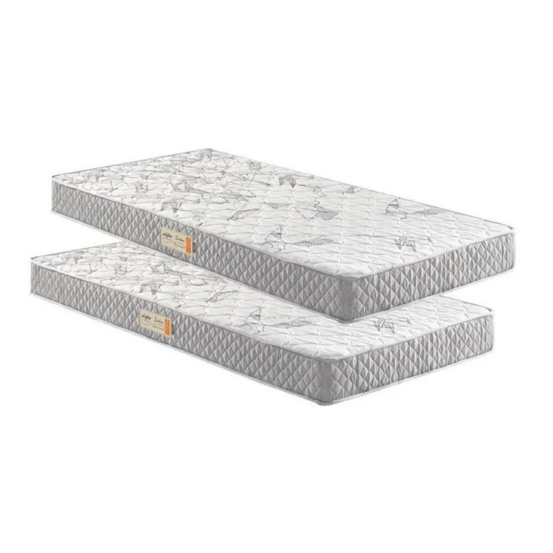 Kit 2 Colchões Solteiro Espuma D23 88CMX14CMX188CM e 78CMX14CMX188CM Ecoline Ecoflex Cinza Cinza