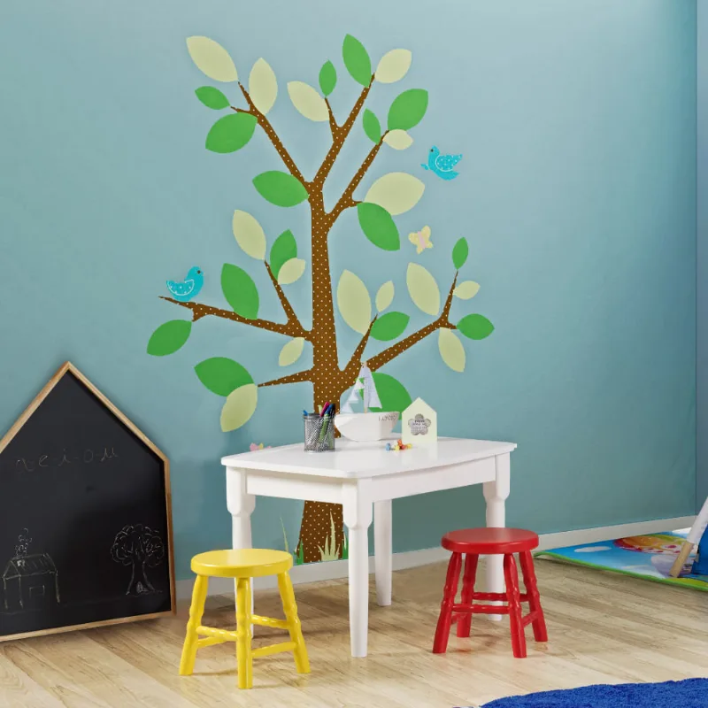 Mesa Infantil e 2 Banquetas Dallas - Branco/Amarelo/Vermelho