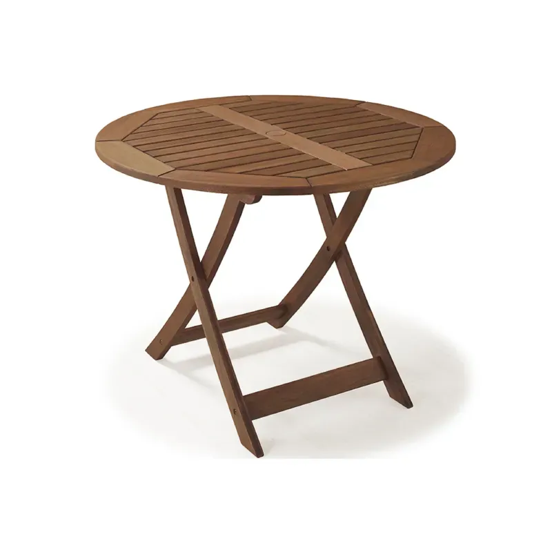 Mesa Dobrável Redonda Madeira Maciça 90cm Primavera Marrom Stain Castanho