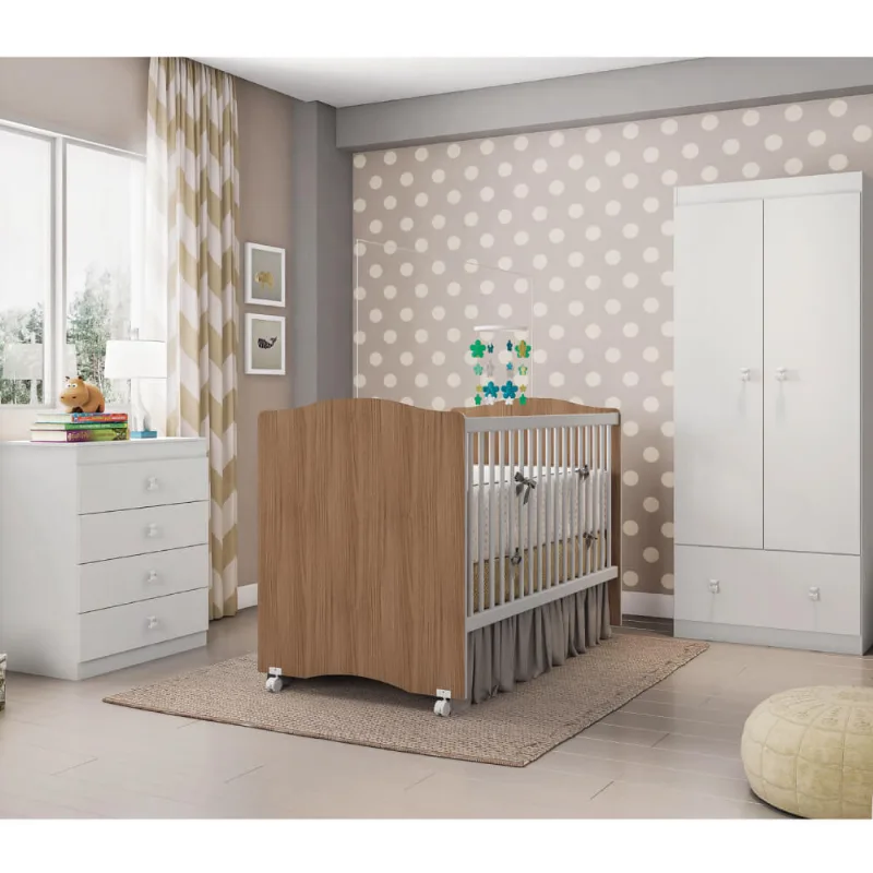Quarto de Bebê Completo Satriani 3 em 1 Plus - Branco/Almendra