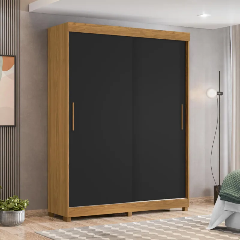 Guarda-Roupa Spin Flex com 2 Portas - Carvalho/Branco/Preto