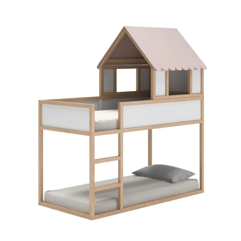 Beliche Infantil Telhadinho Fun 5 Opções de Montagem- Branco/Rosa