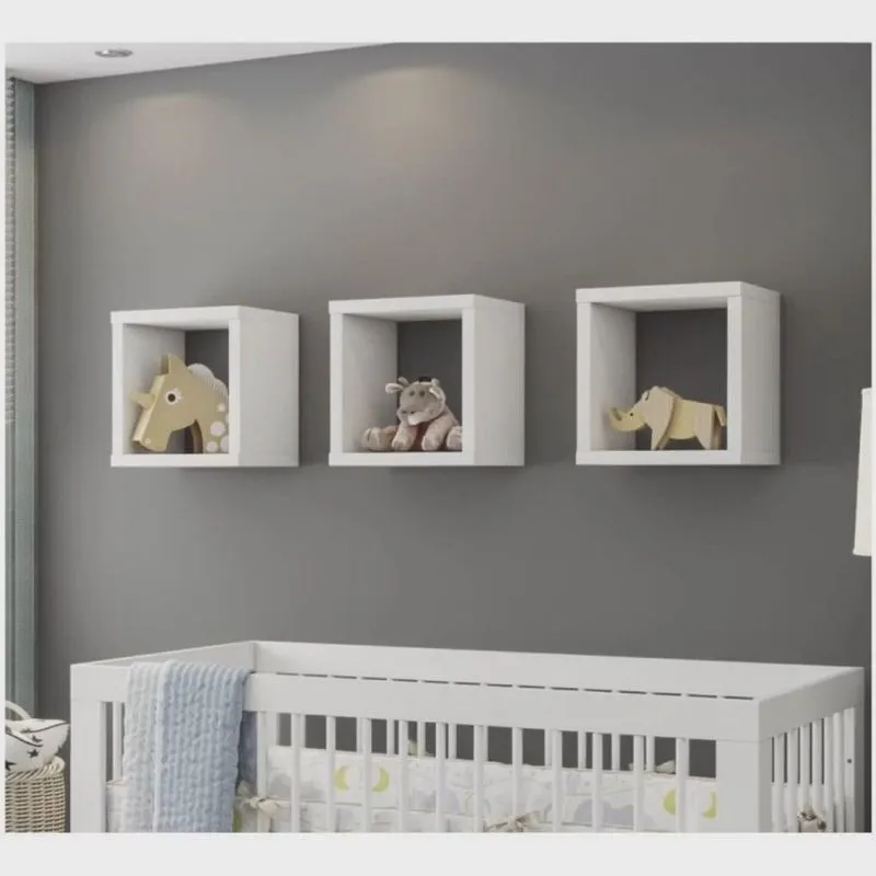 Kit 3 Nichos Infantil Quadrado Aquarela Henn