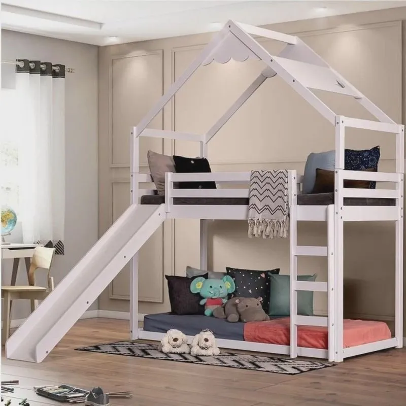 Beliche Montessoriana Prime com Telhado Inclinado Lua e Escorregador Casatema
