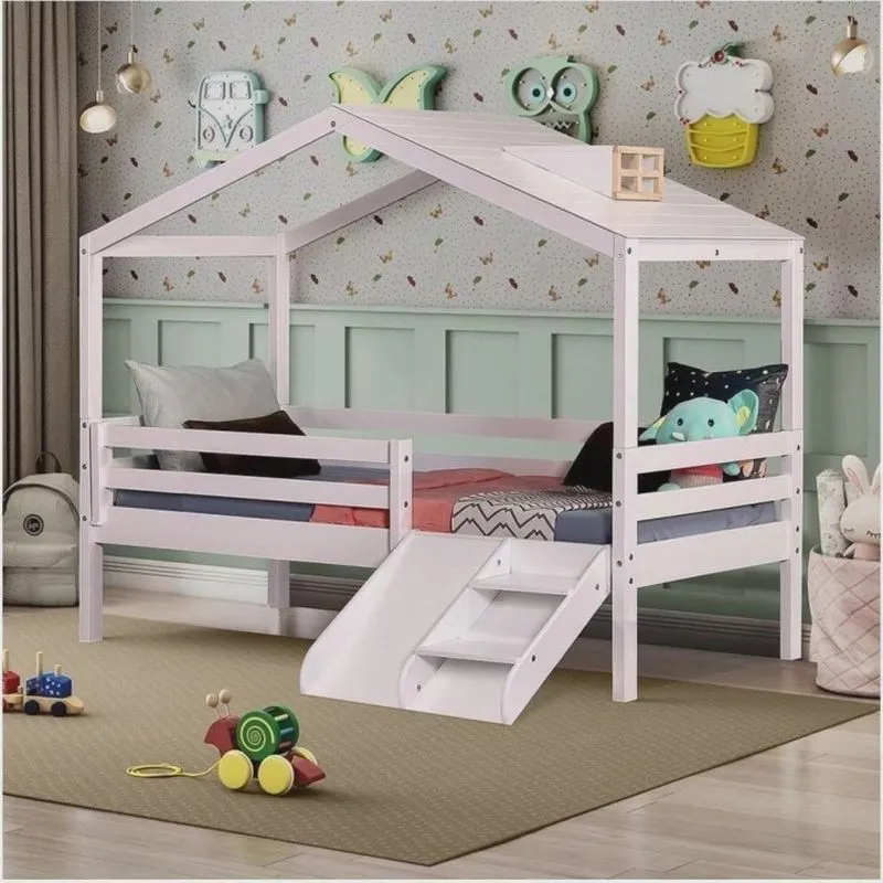 Cama Infantil Prime com Telhado Claraboia e Kit Escadinha Casatema