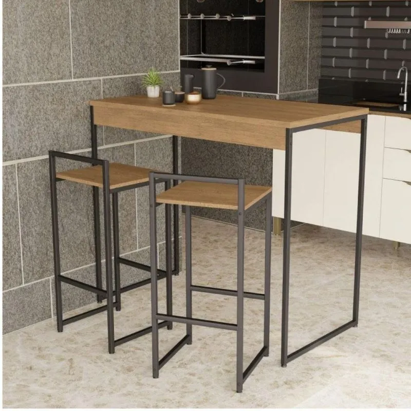 Bancada Gourmet Industrial Com 2 Banquetas Kappesberg