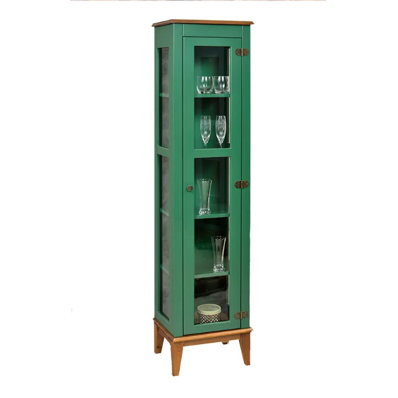 Cristaleira com 1 Porta de Vidro - Amêndoa/Verde