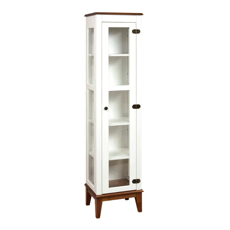Cristaleira com 1 Porta de Vidro - Amêndoa/Branco