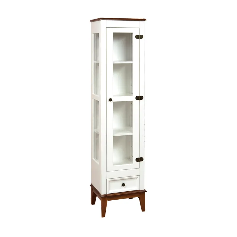 Cristaleira com 1 Porta de Vidro e 1 Gaveta - Amêndoa/Branco