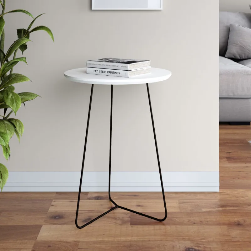 Mesa Lateral Industrial Gávea com 70 cm - Branco/Preto