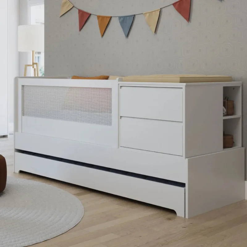 Berço Cama Multifuncional 7 em 1 Sol e Mar - Branco