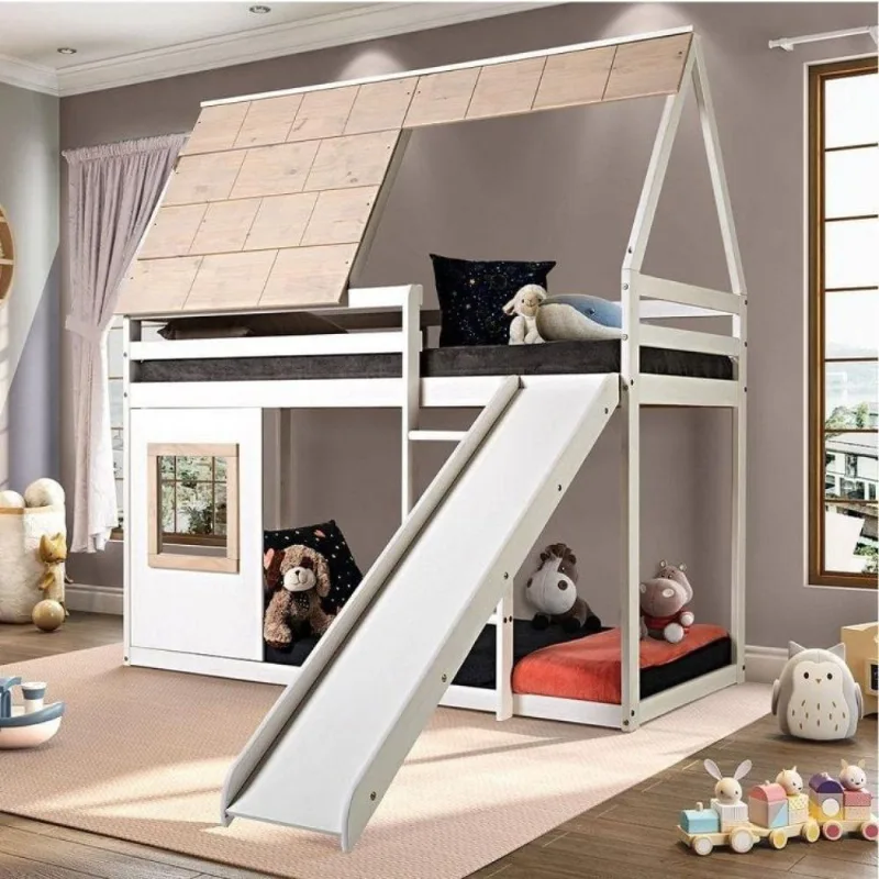 Beliche Montessoriano Cabana Noopy com Escorregador Casatema Branco Branco/Cera Bege