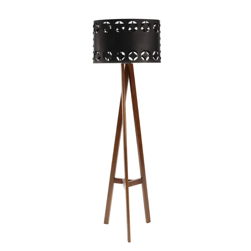 Luminária de Piso 158 cm - Amêndoa/Preto