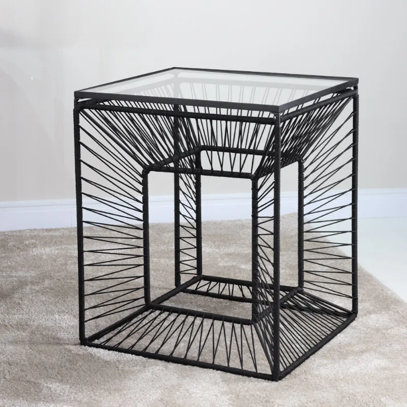 Mesa de Apoio com Vidro - Preto