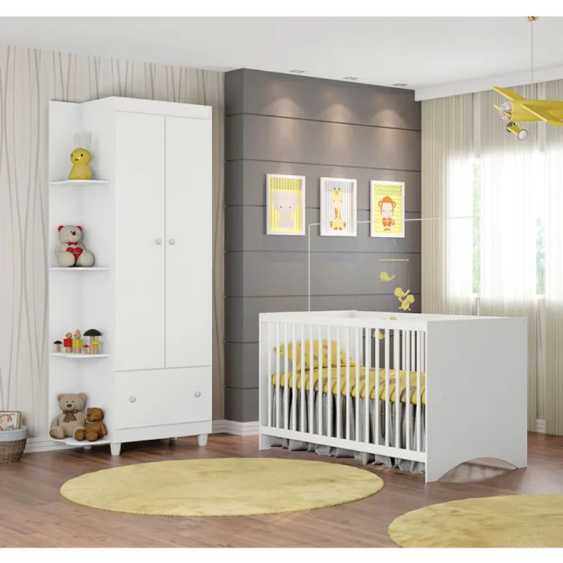Quarto de Bebê Gutti com Berço e Guarda Roupa - Branco