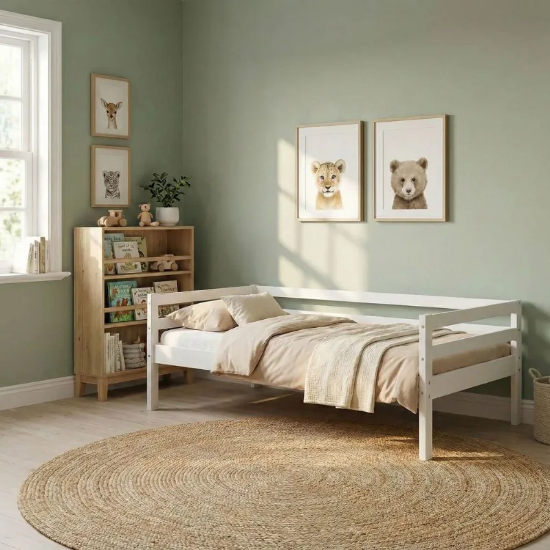 Cama Infantil em Madeira Maciça e Acabamento em Laca Prime Casatema Branco Branco