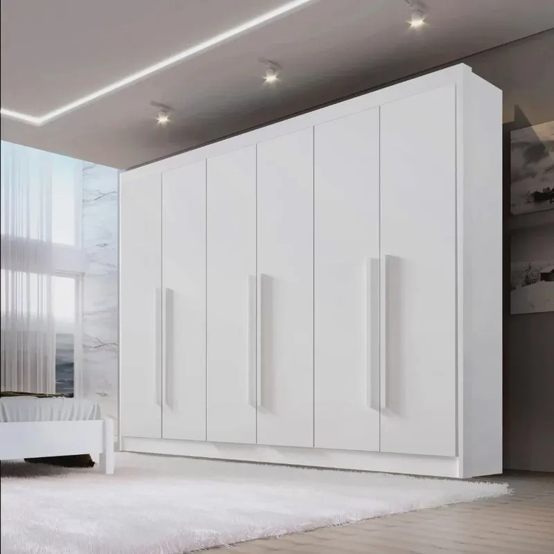 Guarda Roupa Casal mdf 6 Portas 6 Gavetas 1 Gaveta com Chave Dobradiça Slow Zeus Plus
