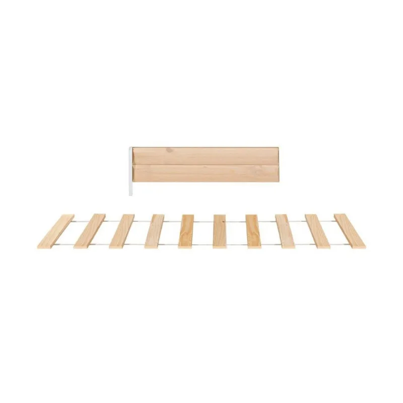 Kit Estrado com Grade para Cama Club House Wood Casatema Marrom/Branco Branco/Natural