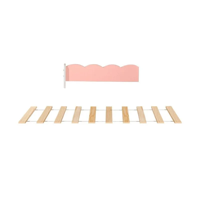 Kit Estrado com Grade para Cama Club House Sweet Casatema Marrom/Branco/Rosa Branco/Rosa