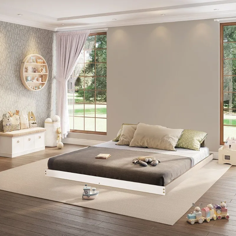Cama Montessoriana Queen para Cama Cabana Family Casatema Branco Branco