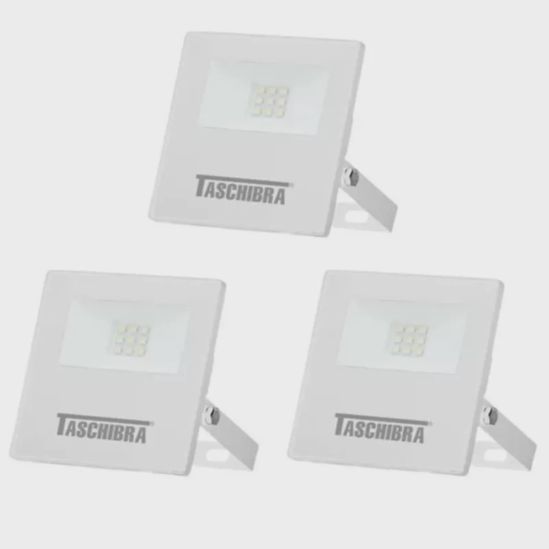Kit 3 Refletores LED tr Slim 10W 6500K Taschibra