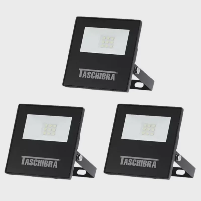 Kit 3 Refletores LED tr Slim 10W 3000K Taschibra