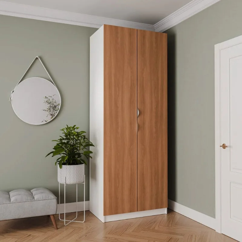 Guarda-Roupa Planejado 2 Portas com Cabideiro e 2 Gavetas Hera CabeCasa MadeiraOriginals Louro/Algodão Louro/Algodão