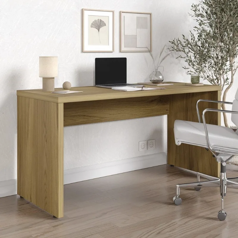 Escrivaninha Mesa Escritório em Tamburato Acabamento em BP Ficus 150cm CabeCasa MadeiraOriginals Ma Rovere