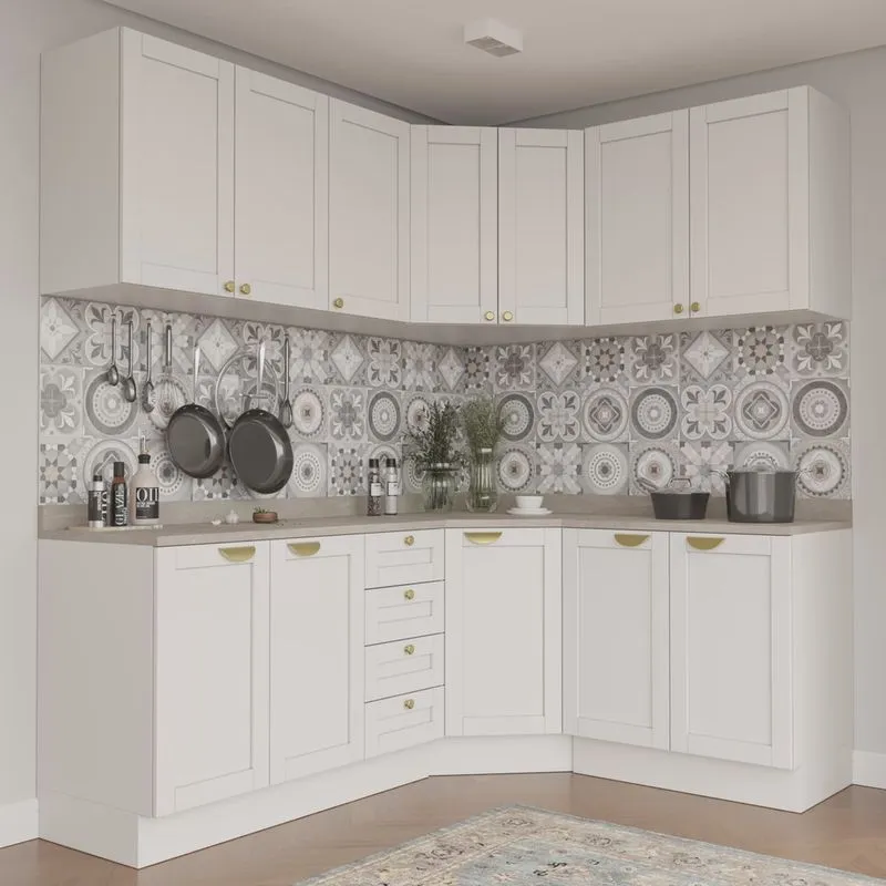 Cozinha Modulada 6 Peças com Tampo 3 Aéreos e 3 Balcões Arizona CabeCasa MadeiraMadeira