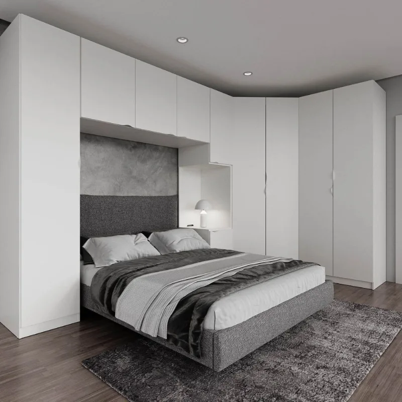 Guarda Roupa Planejado de Casal 10 Portas 5 Peças e 1 Cabeceira Hera CabeCasa MadeiraOriginals Bran Algodão