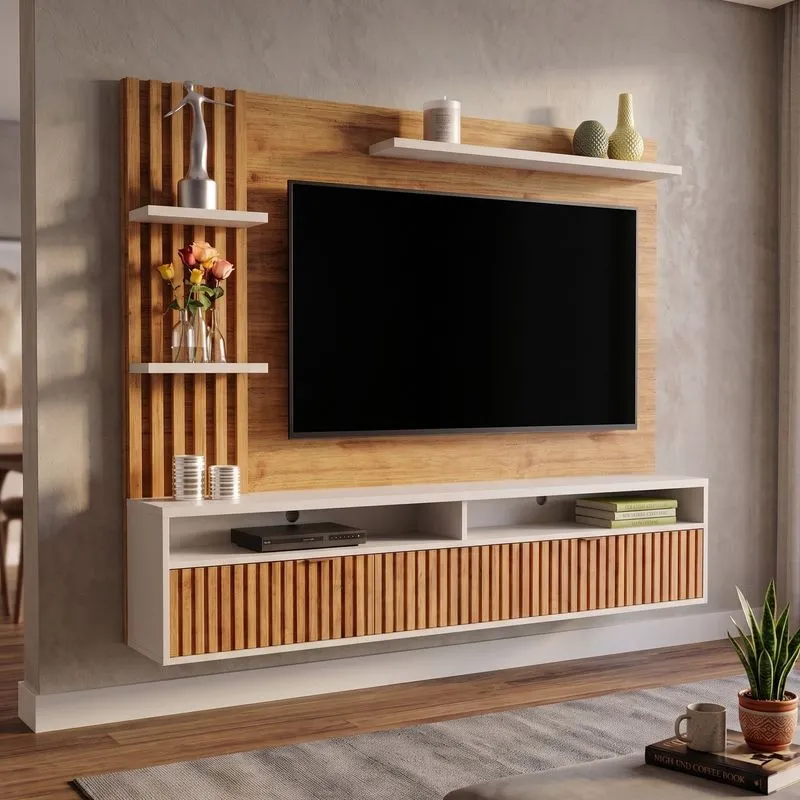 Painel Para Tv Até 65 Polegadas 1 Porta Provence Viero Mel/off White