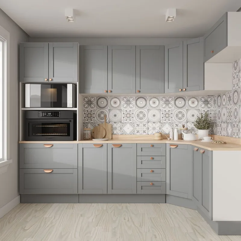 Cozinha Modulada 7 Peças 1 Tampo 3 Aéreos 3 Balcões e Torre Quente Arizona CabeCasa MadeiraOrigin Branco e Cinza