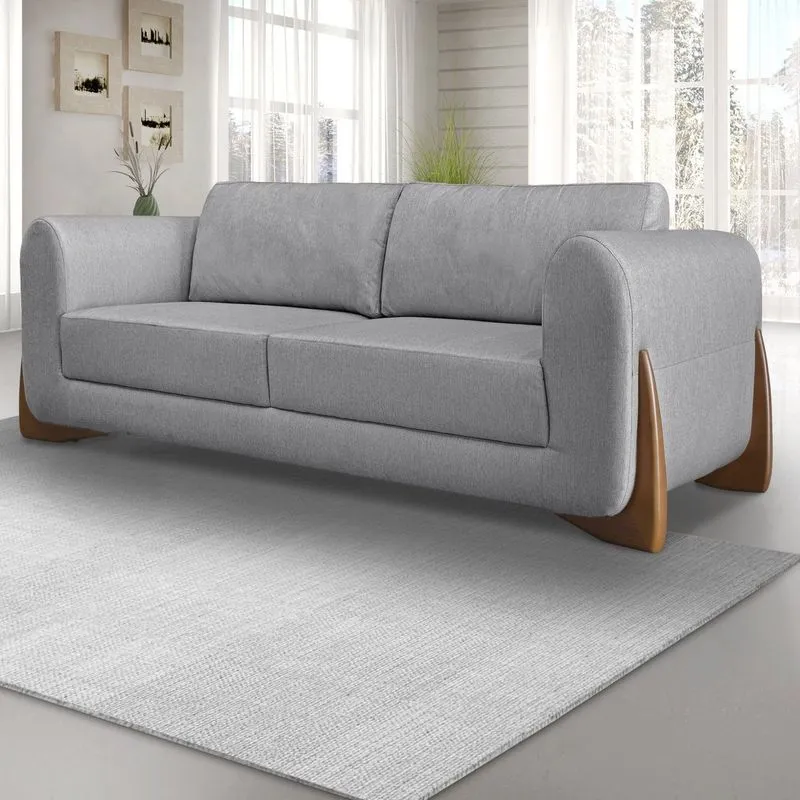 Sofá 2 Lugares 180cm Linho Djon Spezzia Decor Cinza