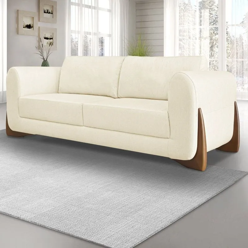 Sofá 3 Lugares 220cm Linho Djon Spezzia Decor Pérola
