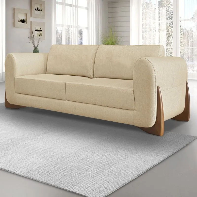 Sofá 3 Lugares 220cm Linho Djon Spezzia Decor Dourado