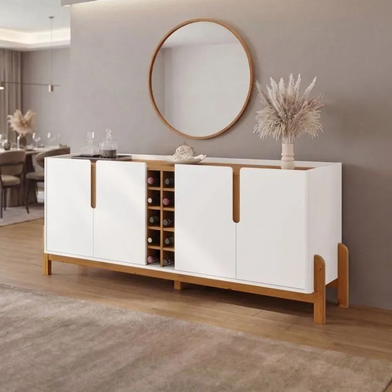 Buffet Aparador 190cm 4 Portas E Adega Lizz Casa D Branco/cedro