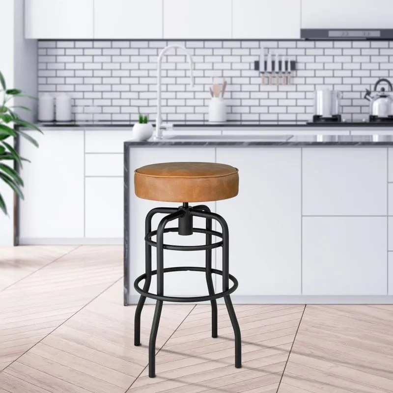 Banqueta De Aço Giratória Paris Compoarte Preto/caramelo