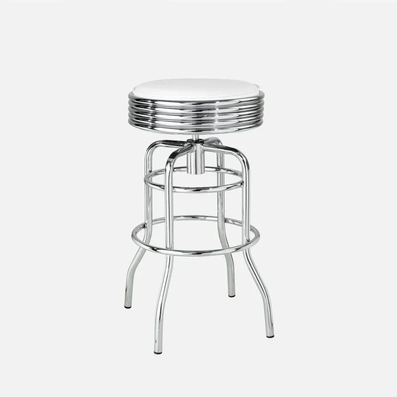 Banqueta De Aço Giratória Panamá Compoarte Cromado/branco