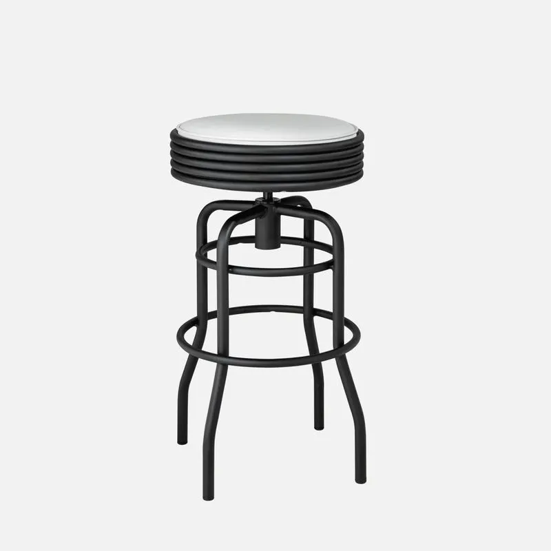 Banqueta De Aço Giratória Panamá Compoarte Preto/branco
