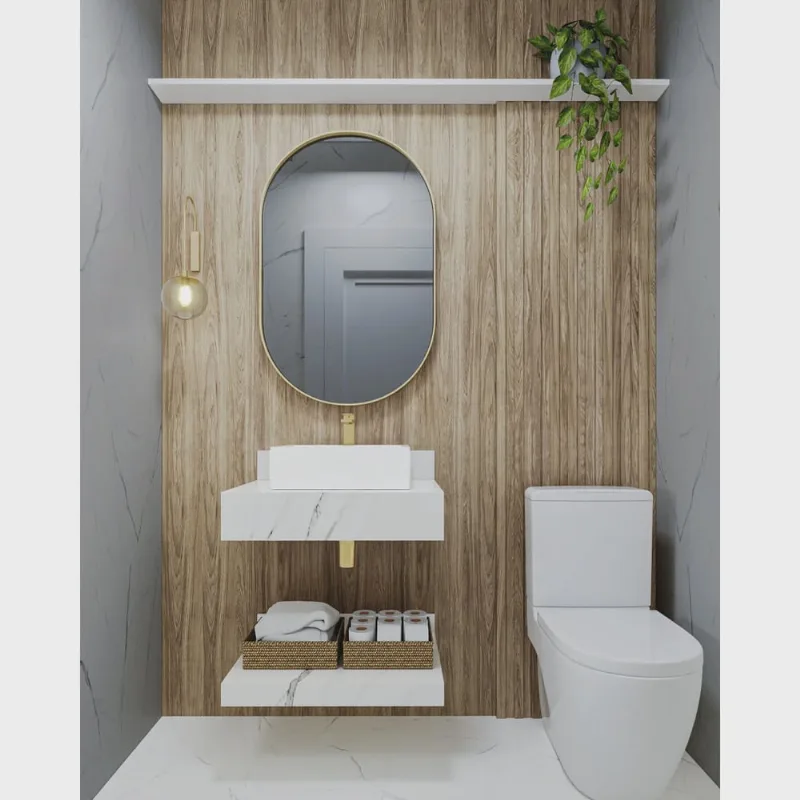 Prateleira em Porcelanato para Banheiro 60cm branco