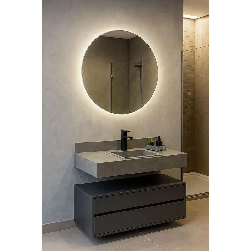 Bancada Em Porcelanato Para Banheiro 60/80/100cm Com Cuba Darabas Agardi