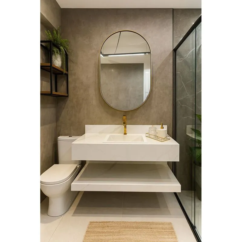 Bancada Em Porcelanato Para Banheiro 60/80/100cm Com Cuba Darabas Agardi