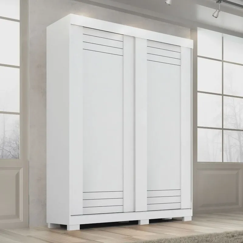Guarda Roupa Solteiro 140cm 2 Portas de Correr 100% Mdf Cinerária Espresso Móveis