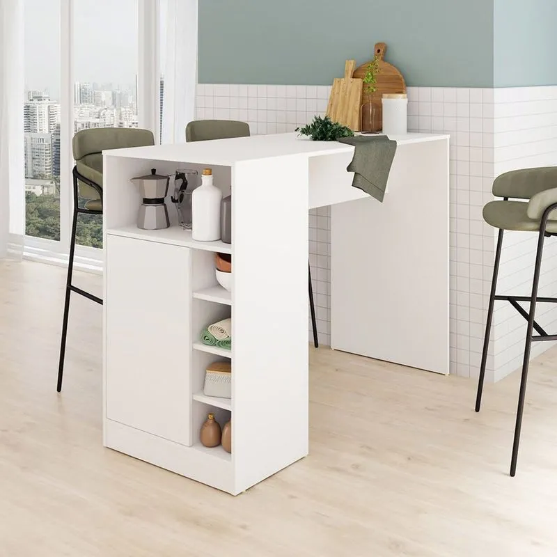 Bancada De Cozinha 1 Porta 5 Prateleiras Mdp Brv Móveis Branco