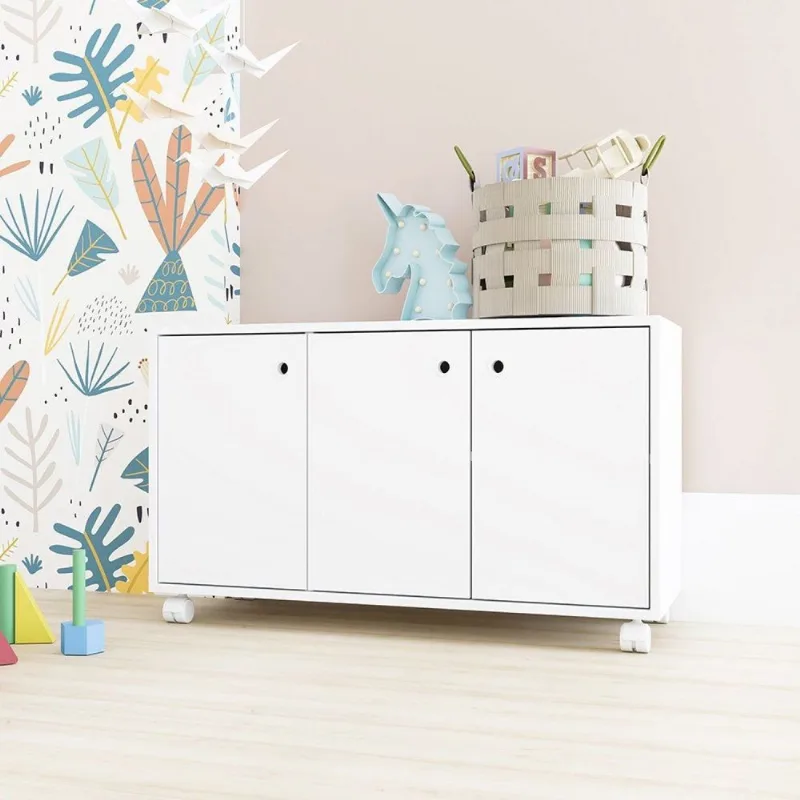 Nicho Organizador Infantil com 3 Portas 1 Prateleira Casatema Branco Branco