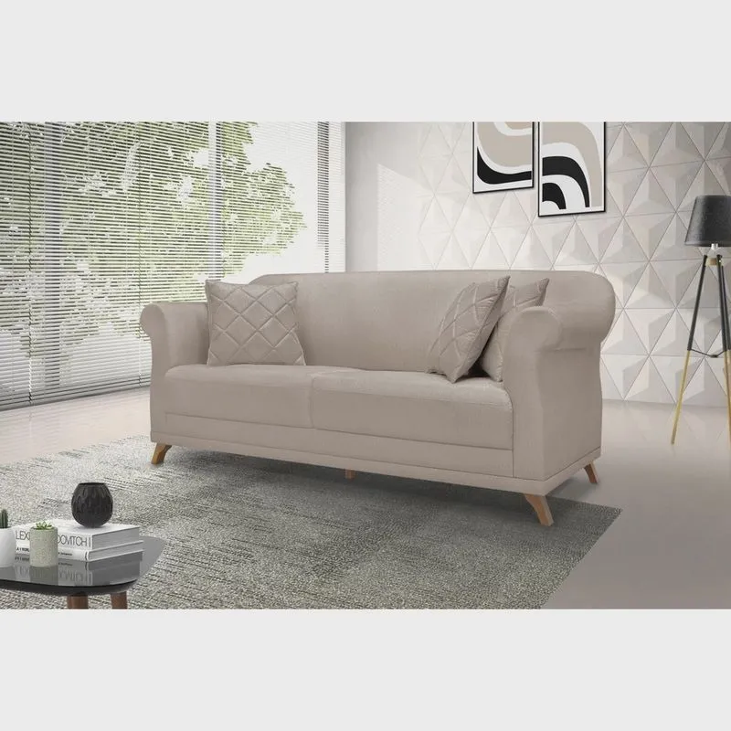 Sofá 3 Lugares 220cm Linho Arras Spezzia Decor