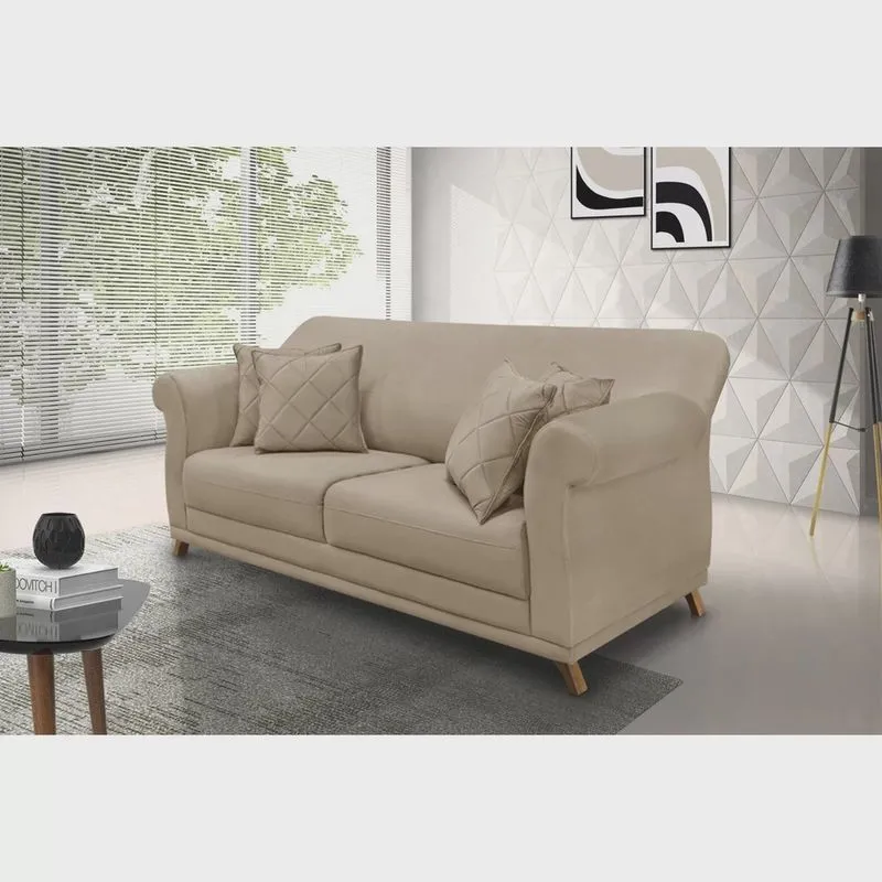 Sofá 3 Lugares 200cm Suede Arras