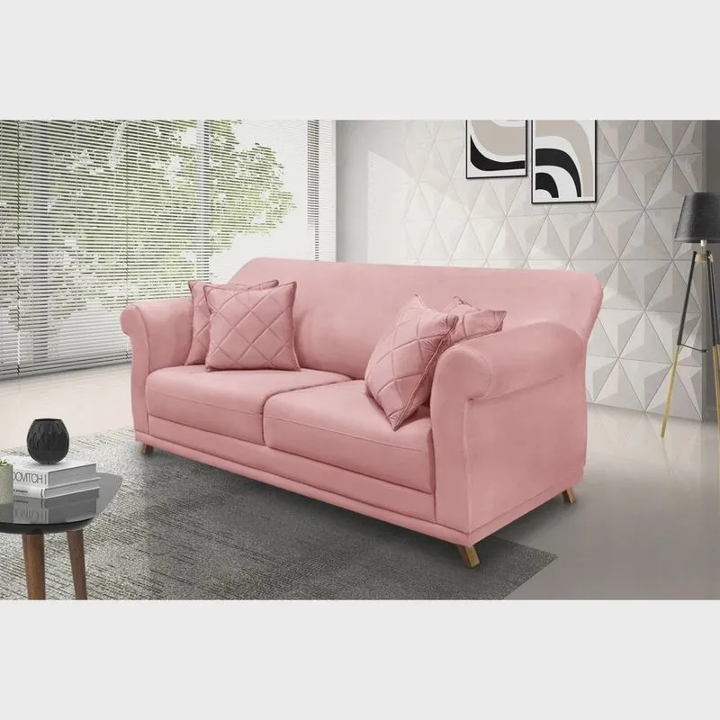 Sofá 3 Lugares 220cm Veludo Arras Spezzia Decor