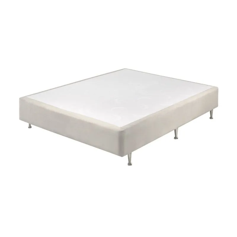 Base Box Somiê Casal Uni Veludine Perolado Ecoflex 37x138x188cm Cinza Claro Perolado